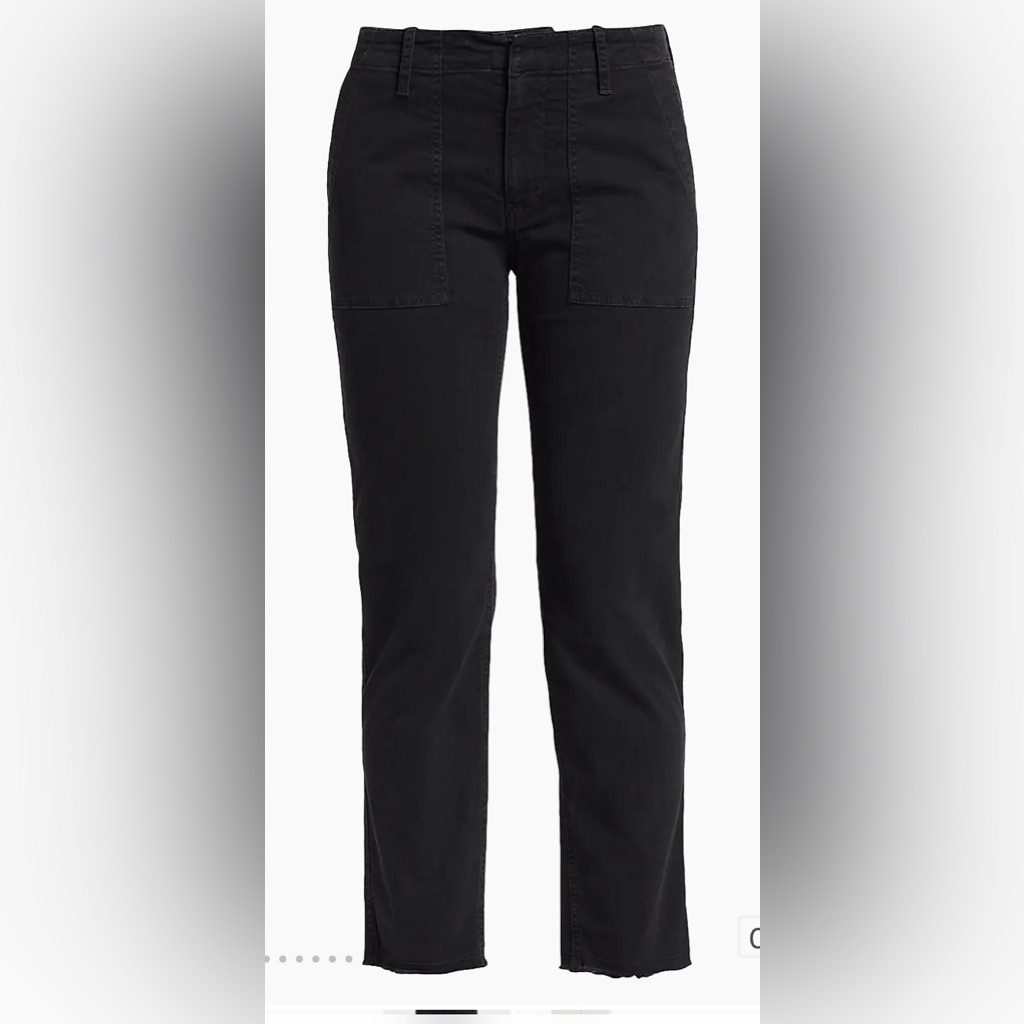 Nili Lotan Jenna Pants “Carbon Black” Size 6 Straight Leg Raw Hem, Corduroy